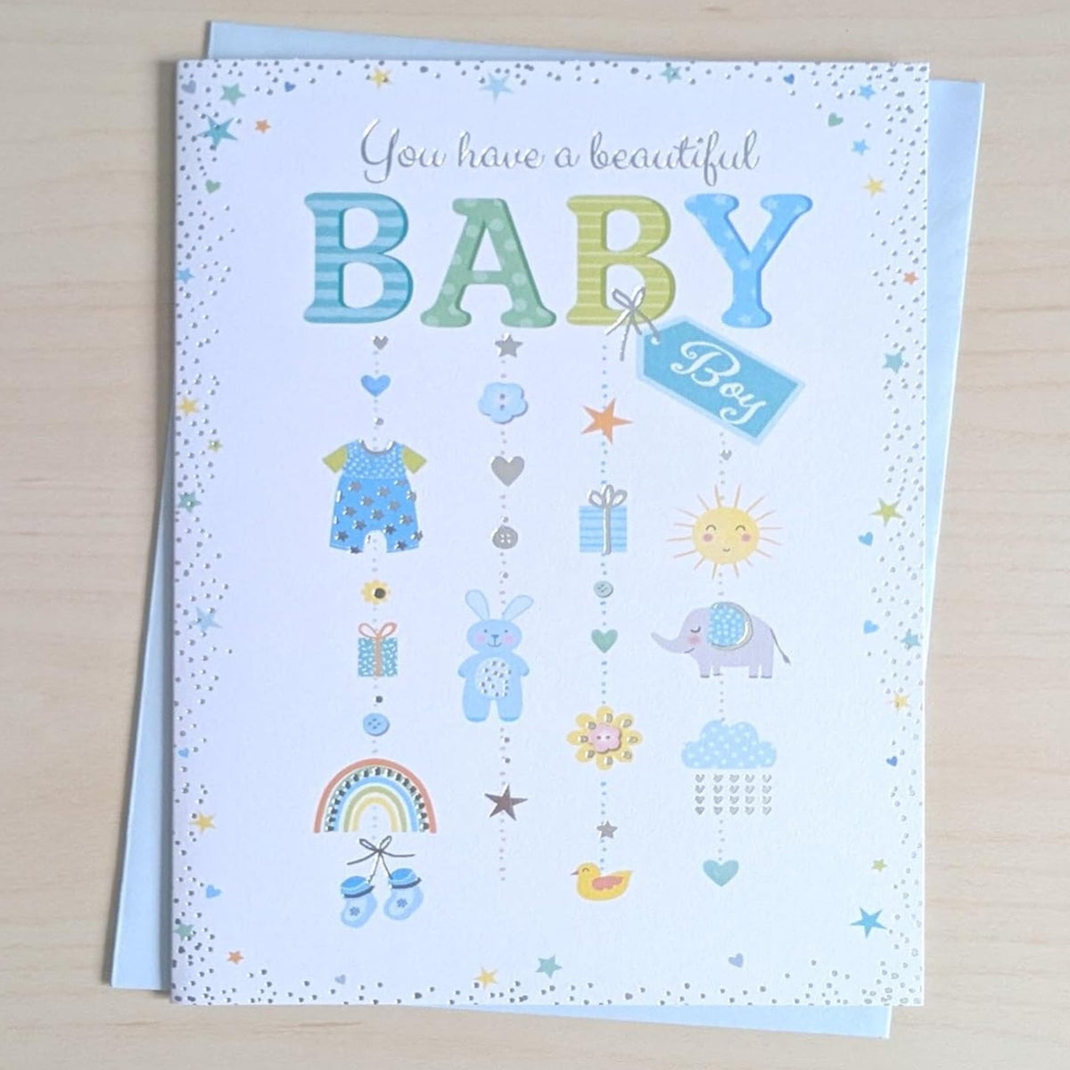 New Baby Boy Congratulations Card | Newborn Baby Greeting Card   -   7.5   x   5.25  inches
