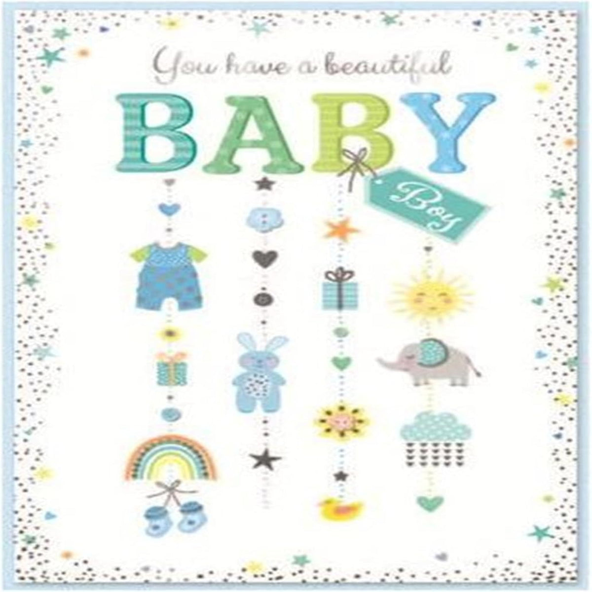 New Baby Boy Congratulations Card | Newborn Baby Greeting Card   -   7.5   x   5.25  inches