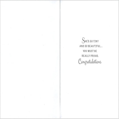 New Baby Girl Congratulations Card | Pink Baby Girl Greeting Card   -    7.5   x   5.25 inches
