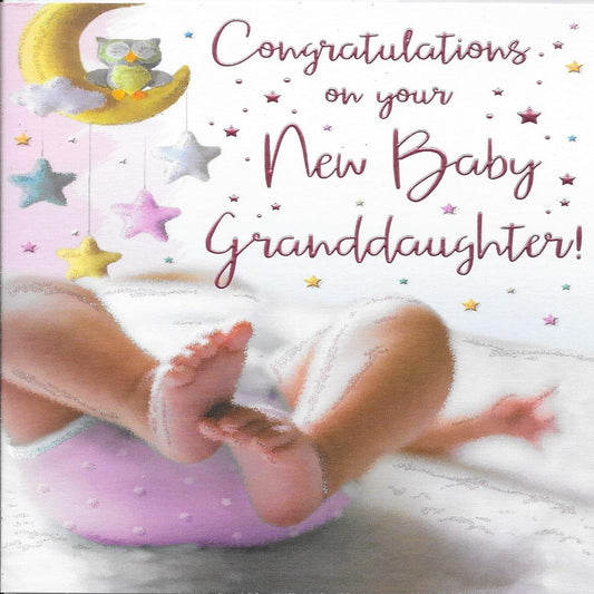 New Baby Granddaughter Card | Congratulations Greeting Card  -  8  x  6 inches