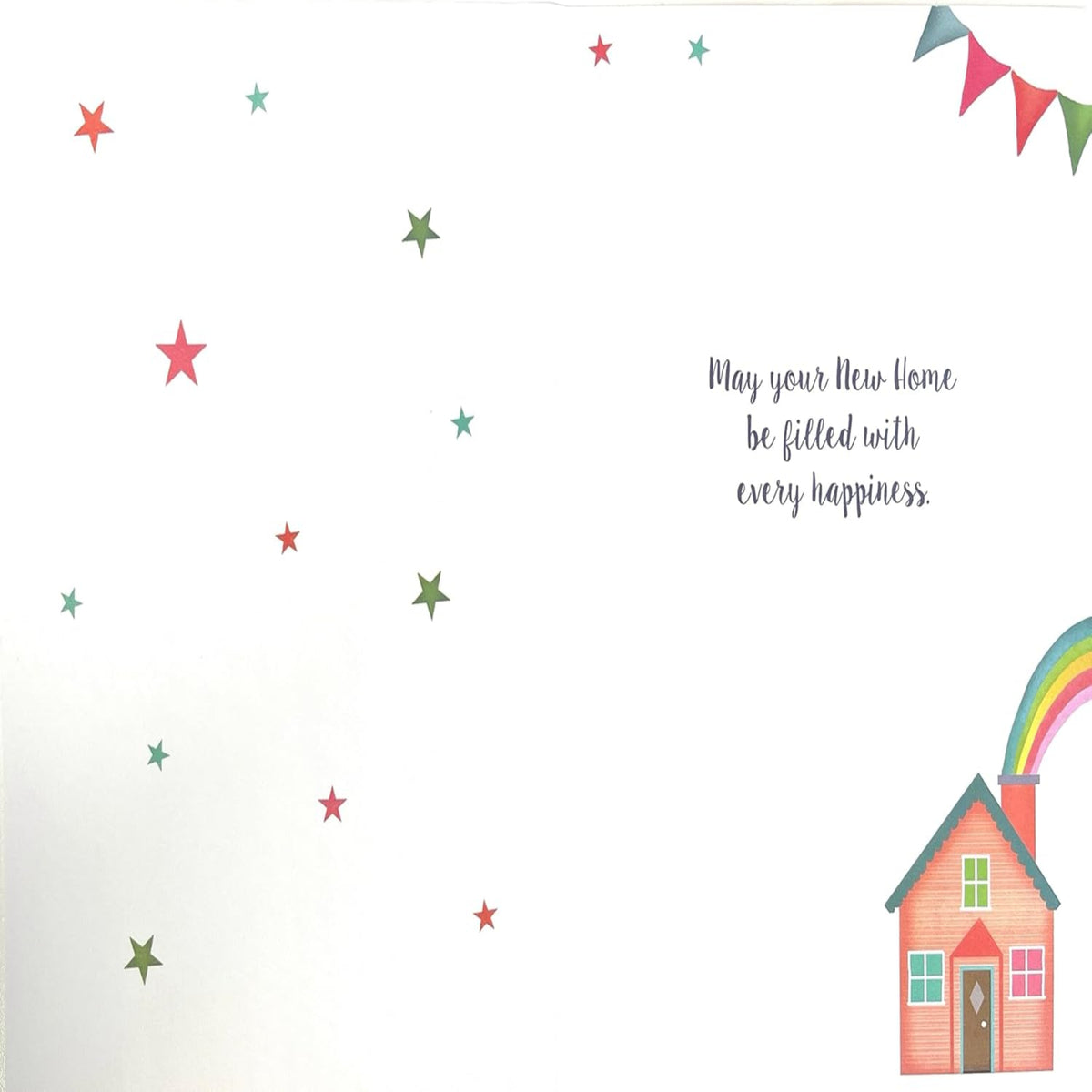 New Home Card with Rainbow House & Gold Foil    –    7.75   x   5.25 inches