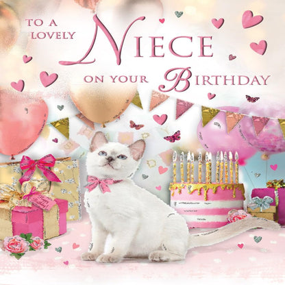 Niece Birthday Card with Cat Design  -   Regal Publishing  -   8  x  6  inches