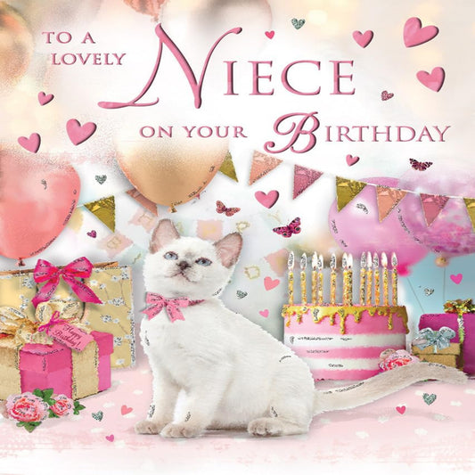 Niece Birthday Card with Cat Design  -   Regal Publishing  -   8  x  6  inches