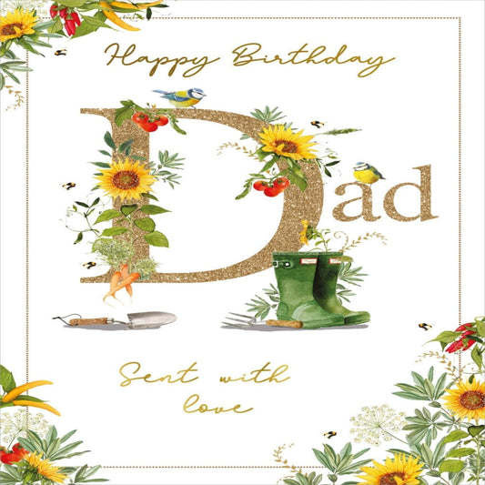 Nigel Quiney  -  Dad Birthday Card with Blue and Gold Foil Finish  –   Pizazz Greeting Card  -  230mm x 163mm