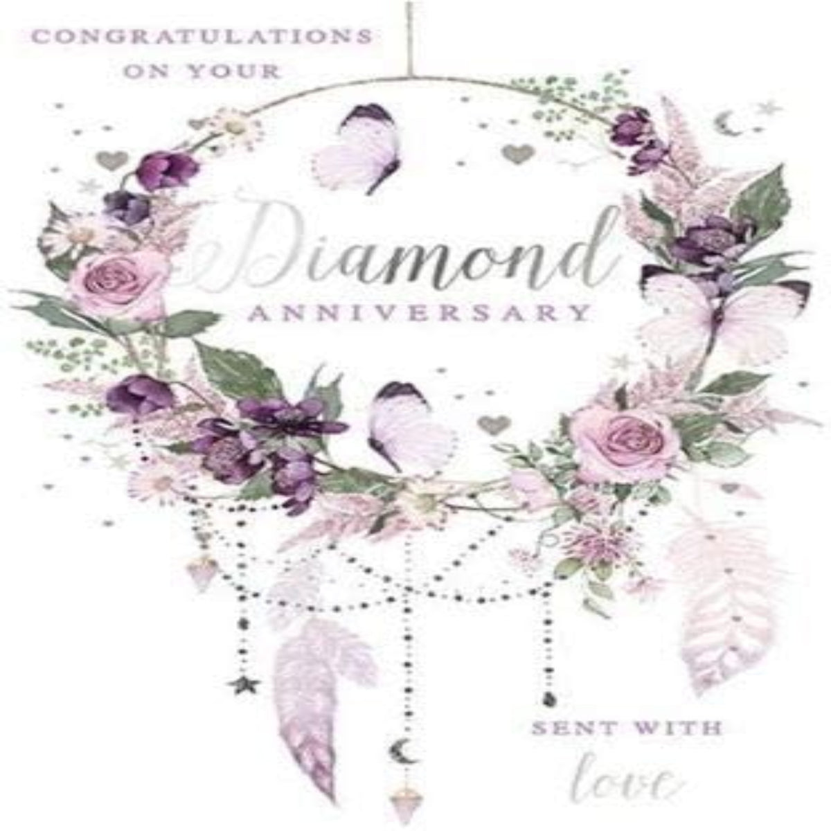 Nigel Quiney Diamond Anniversary Card for Both of You  –   Silver Foil  -  137  x  200mm