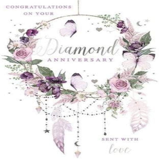 Nigel Quiney Diamond Anniversary Card for Both of You  –   Silver Foil  -  137  x  200mm