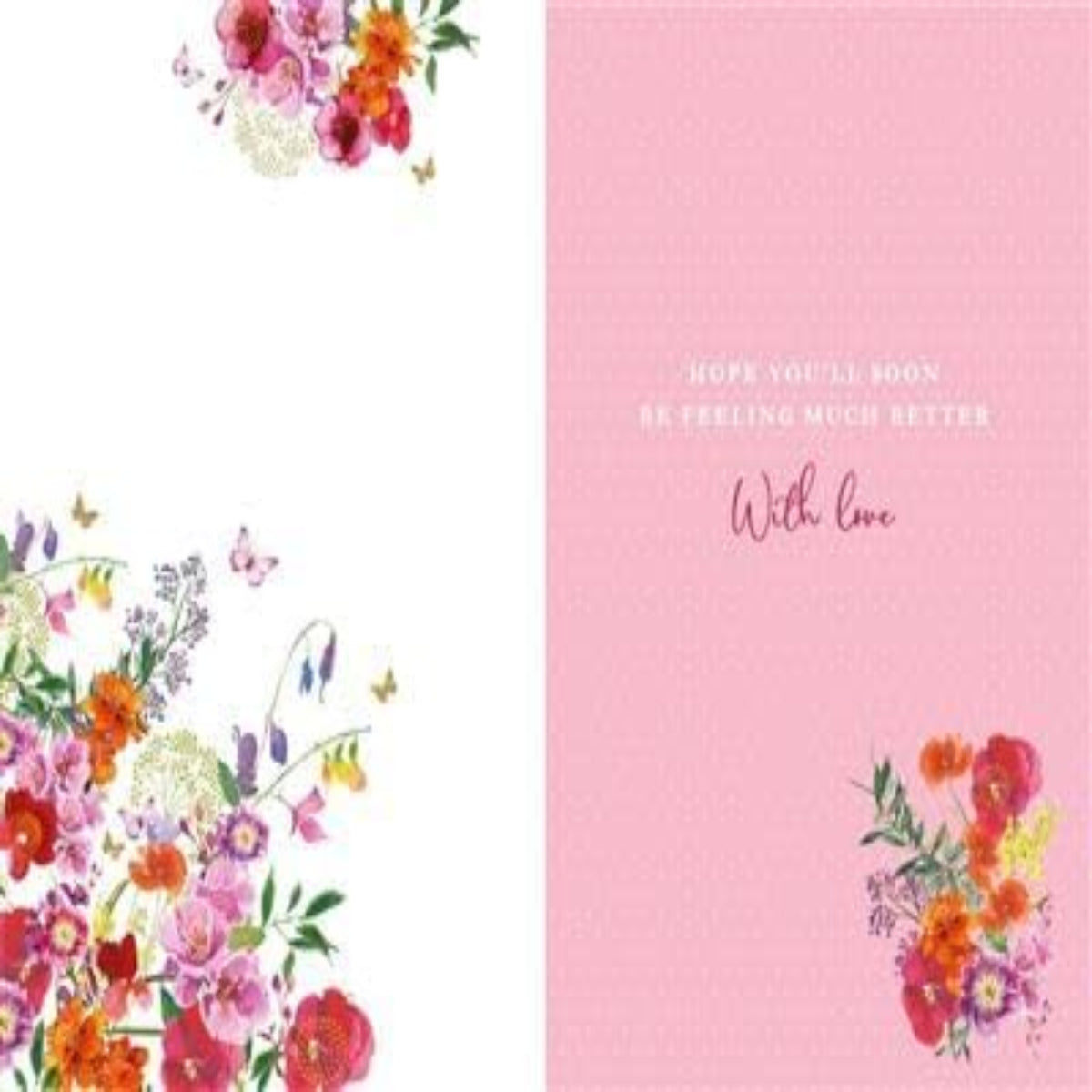 Nigel Quiney Get Well Soon Card Floral Design  -  Quiney Pizazz Range   -   137 x  203mm