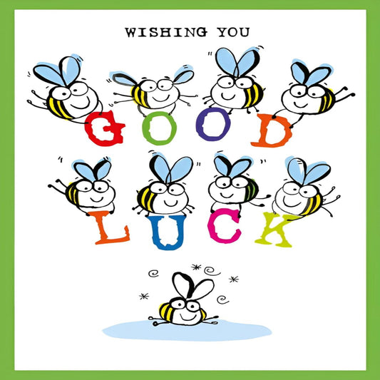Nigel Quiney Good Luck Card with Bumble Bees | Colourful  -  127 x 180 mm