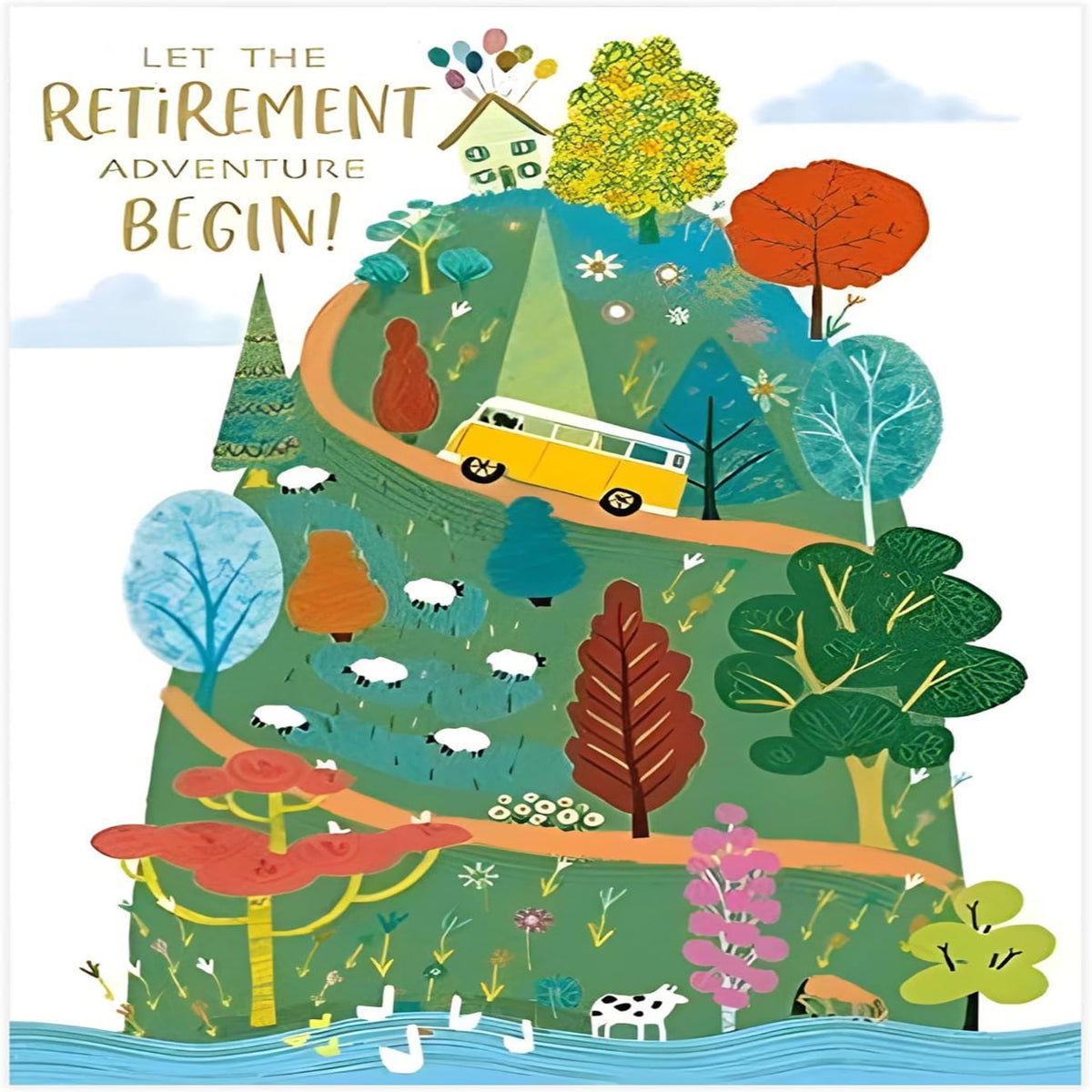 Nigel Quiney  Happy Place Camper Retirement Card    –  Foil Congratulations Card    -  137 x 203mm