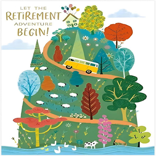 Nigel Quiney  Happy Place Camper Retirement Card    –  Foil Congratulations Card    -  137 x 203mm