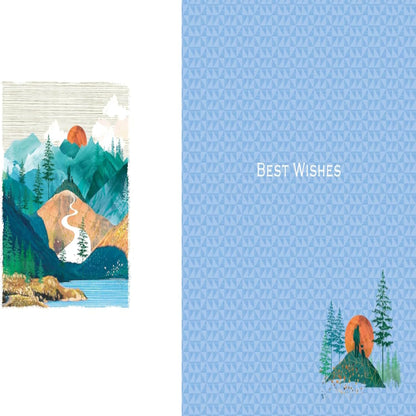 Nigel Quiney Men's Birthday Card with Mountain Landscape & Foil Finish   -   8 x  6  inches