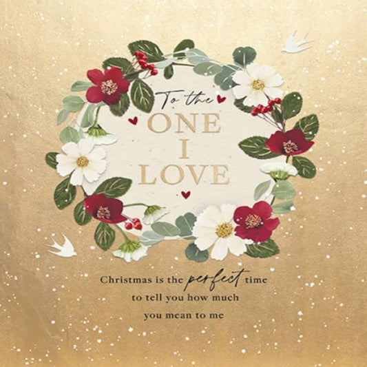 One I Love Christmas Card | Eco-Friendly Floral Wreath  -  230 x 150mm