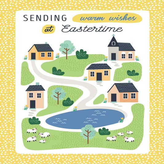 Open Easter Card – Traditional Village Scene  -  Regal Publishing   -   7 x 5 inches
