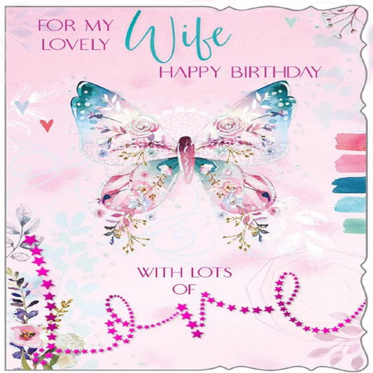 Out Of The Blue Lovely Wife Birthday Card  –  Romantic Birthday Greeting Card   -  13.5cm x 19.5 cm