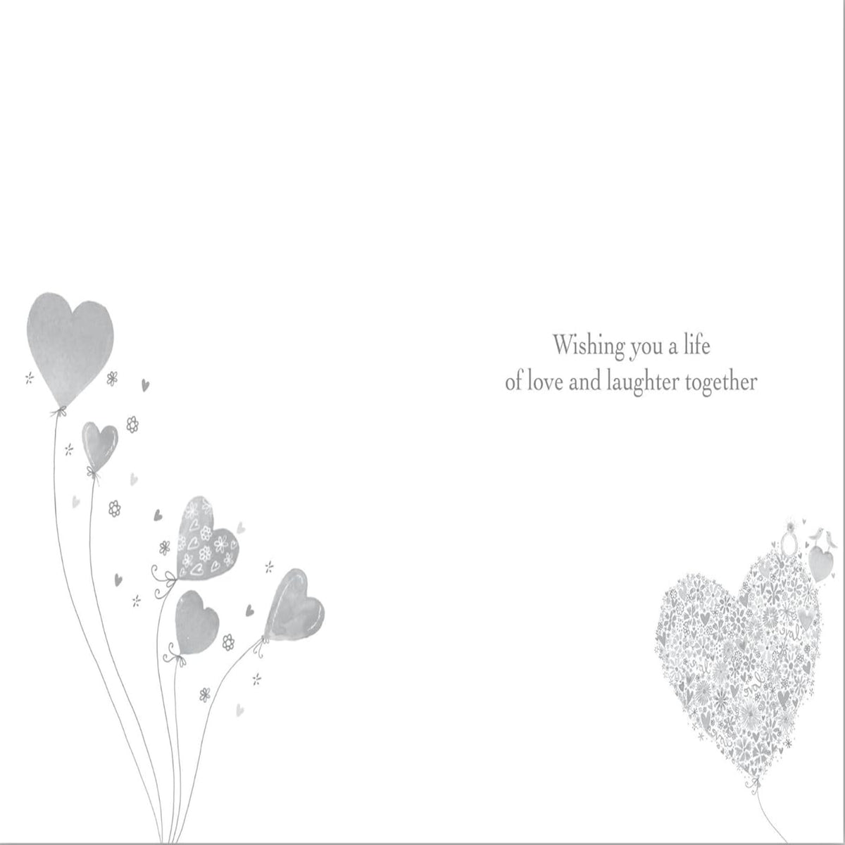 Paper Rose Engagement Congratulations Card with Floral Heart & Silver Foil   -    118   x   170 mm