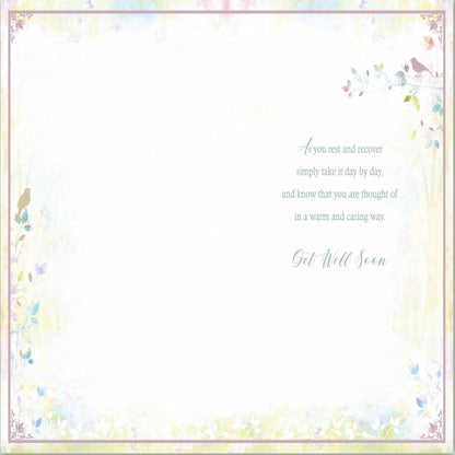 Paper Rose Get Well Soon Card for Her   –   Birds Design with Verse   -   137  x  210 mm