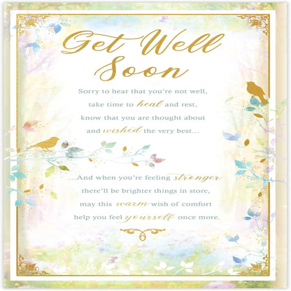 Paper Rose Get Well Soon Card for Her   –   Birds Design with Verse   -   137  x  210 mm