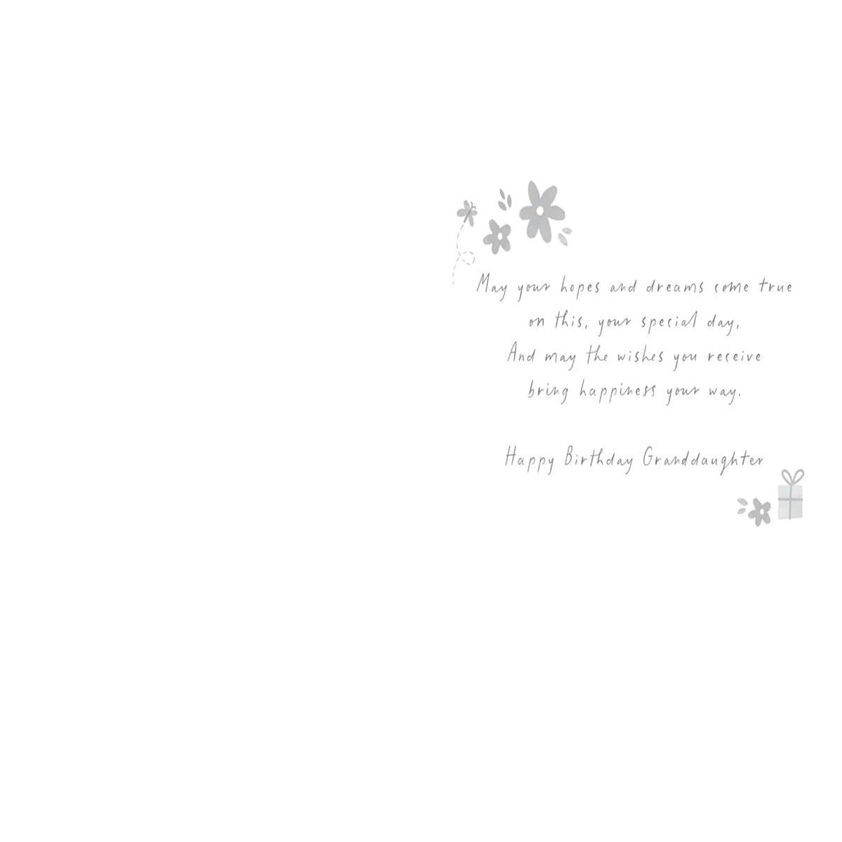 Paper Rose Granddaughter Birthday Card   –   Bunny Forest Party Foil Card  -  203  x  135mm