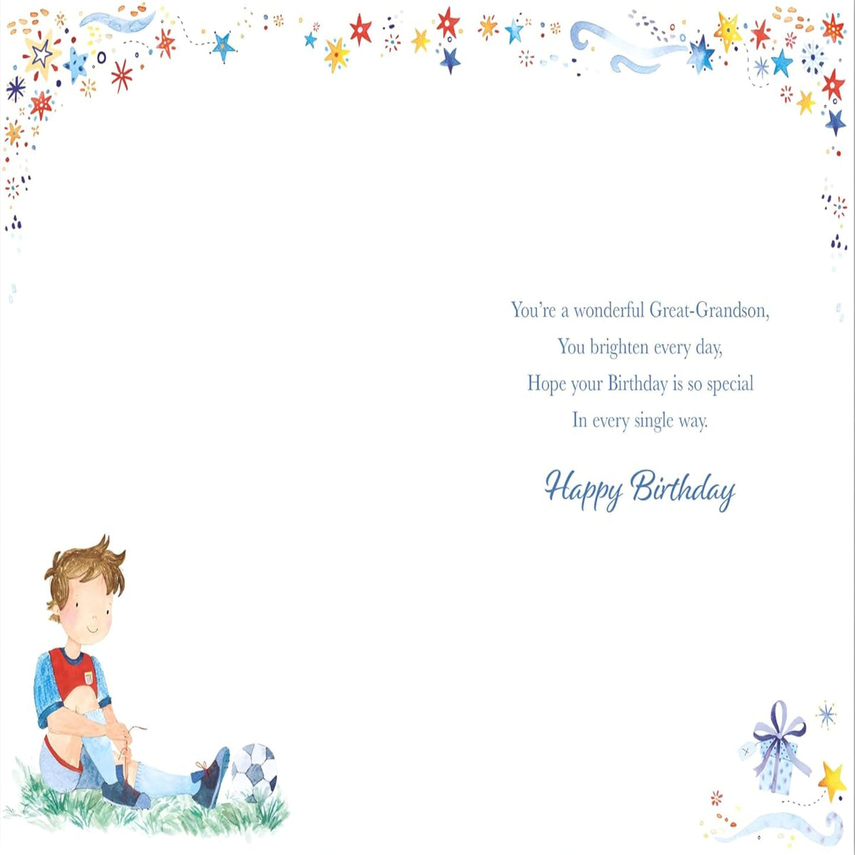 Paper Rose Great-Grandson Birthday Card with Football & Stars Foil Design  -   209  x  135mm