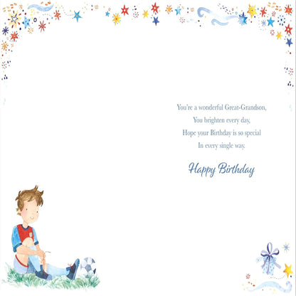 Paper Rose Great-Grandson Birthday Card with Football & Stars Foil Design  -   209  x  135mm
