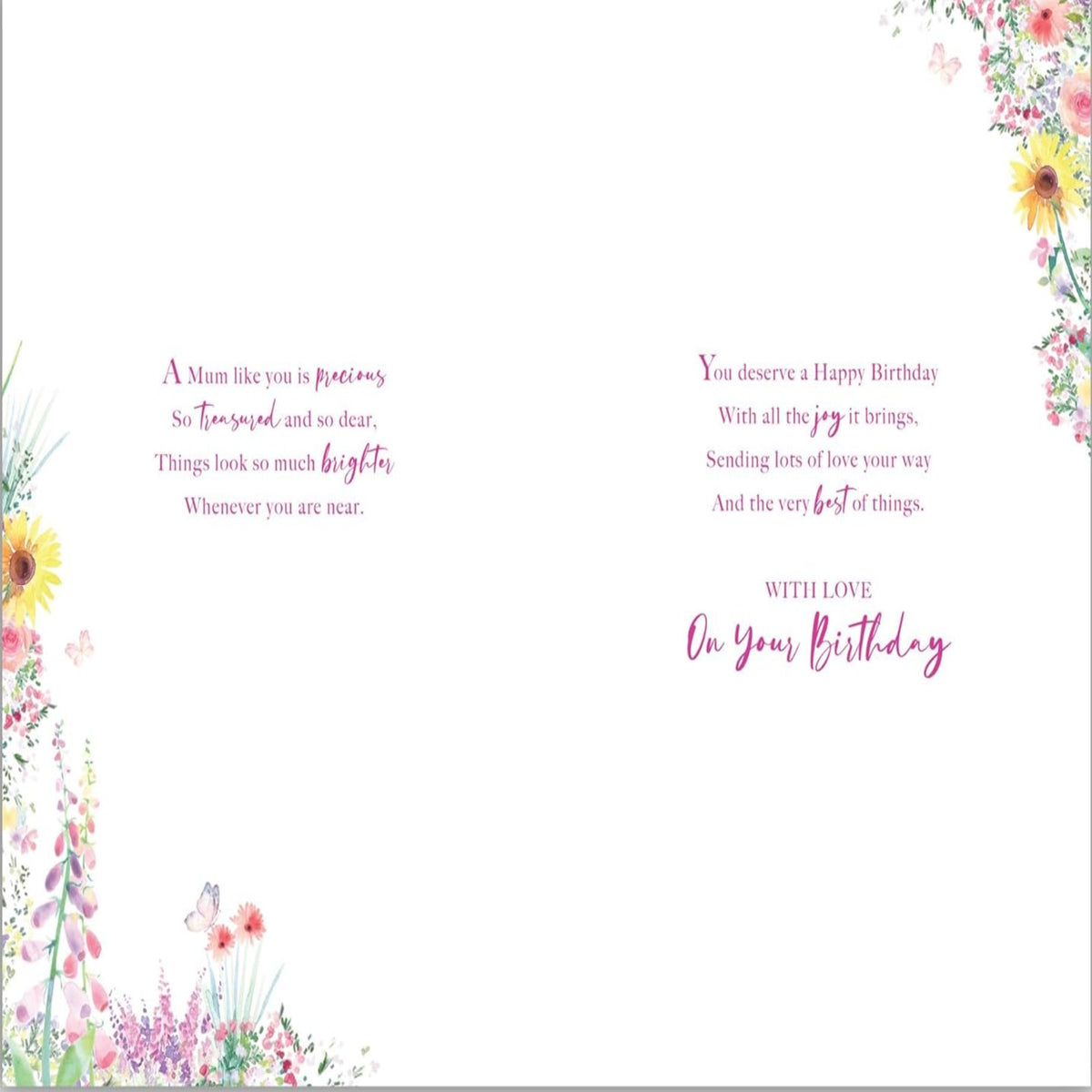 Paper Rose Lovely Mum Birthday Card | Eco-Friendly Foil Floral Greeting Card    -    225 x 150mm