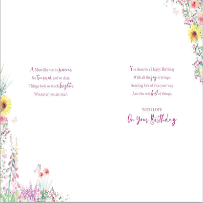 Paper Rose Lovely Mum Birthday Card | Eco-Friendly Foil Floral Greeting Card    -    225 x 150mm