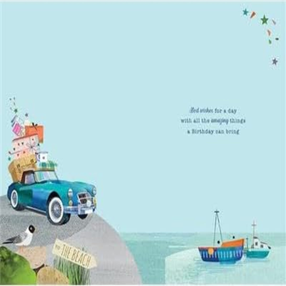 Paper Rose Son-in-Law Birthday Card   –   Classic Car Harbour Design with Foil  -   138  x  213 mm