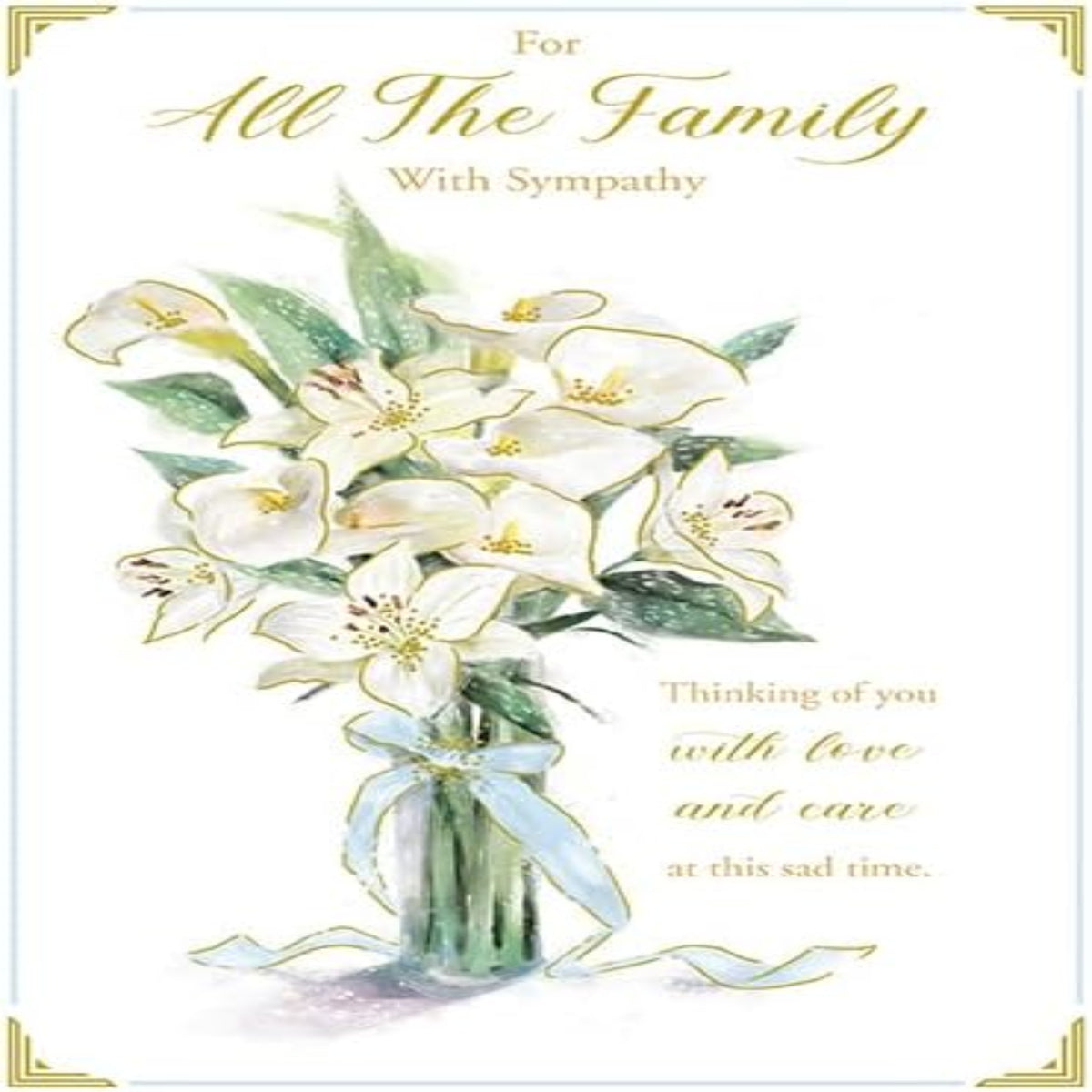 Paper Rose Sympathy Card for All the Family  -  White Lily Bouquet  -  215  x  145mm