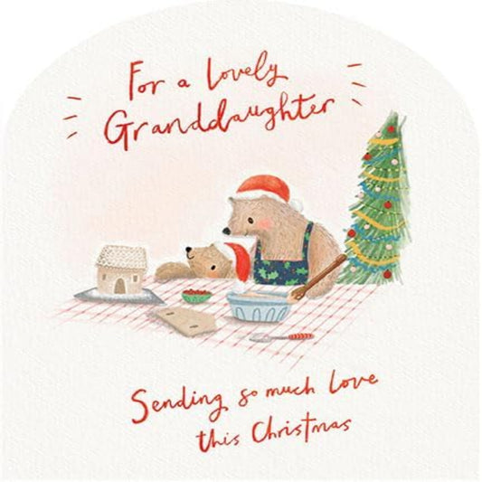 Paperlink Granddaughter Christmas Card  -   Bears Gingerbread House Design  -   150  x  170 mm