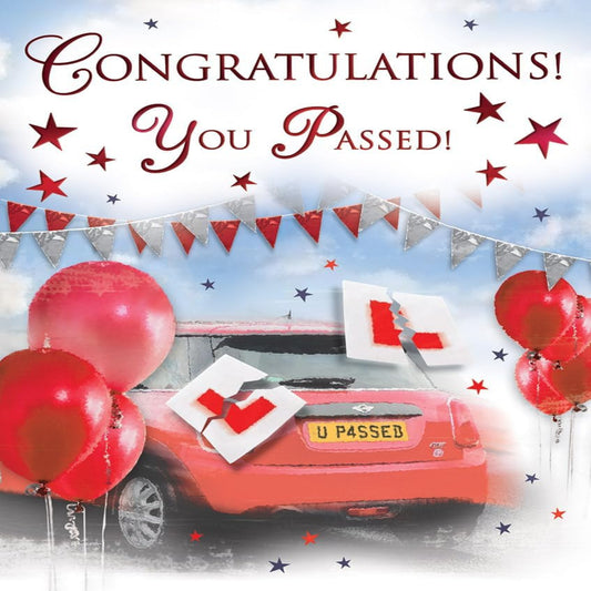 Passed Driving Test Card   –   Red Mini Congratulations Card  -  Regal Publishing   -   8  x  6 inches