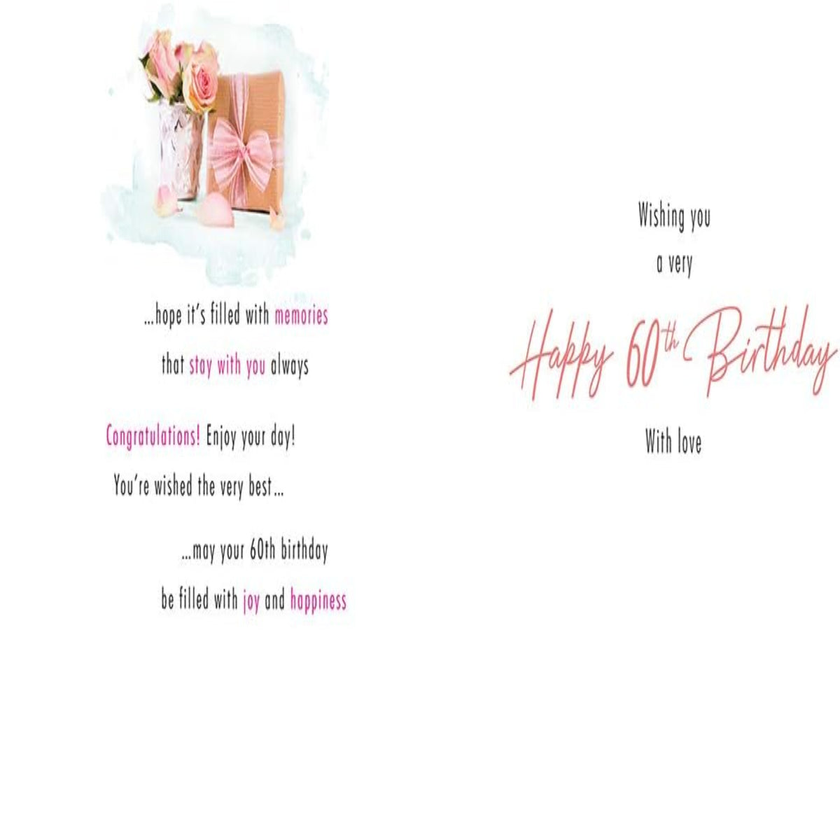 Piccadilly Greetings 60th Birthday Card for Her | Traditional Milestone Birthday Card   -   9  x  6 Inches