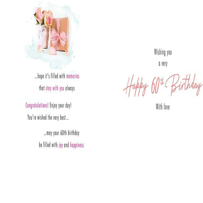 Piccadilly Greetings 60th Birthday Card for Her | Traditional Milestone Birthday Card   -   9  x  6 Inches