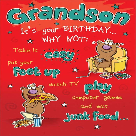 Piccadilly Greetings Birthday Card for Grandson   -    9  x  6  inches