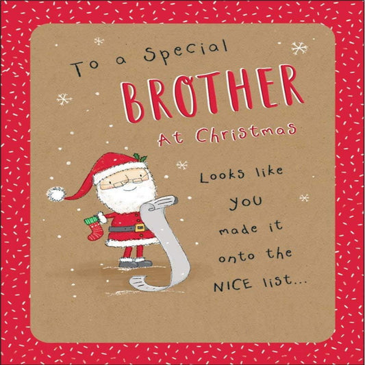 Piccadilly Greetings Brother Christmas Card   –   Character Design    -  8  x  6 inches