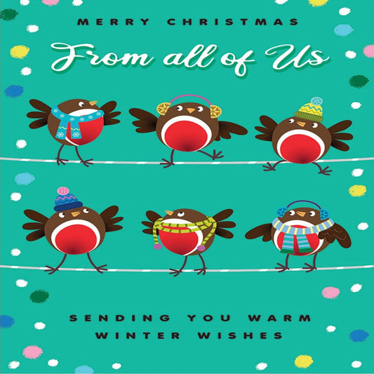 Piccadilly Greetings Character Christmas Card From All Of Us - 7 x 5 inches