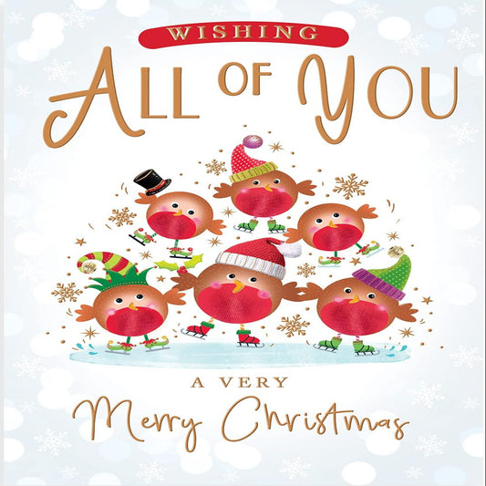 Piccadilly Greetings Character Christmas Card to All of You  - 9 x 6 inches