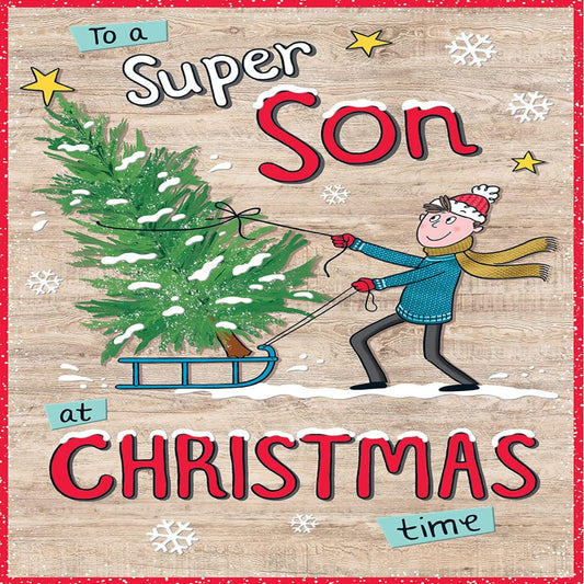 Piccadilly Greetings Character Christmas Card for Son  -  9 x 6 inches
