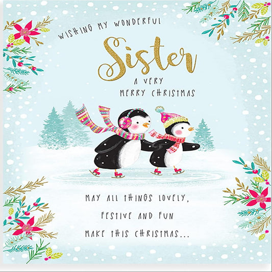 Piccadilly Greetings Sister Christmas Card – Character Design  - 8 x 6 inches