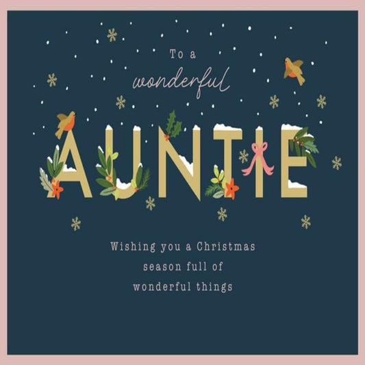 Piccadilly Greetings Christmas Card – To a Wonderful Auntie - 9 x 6 inches