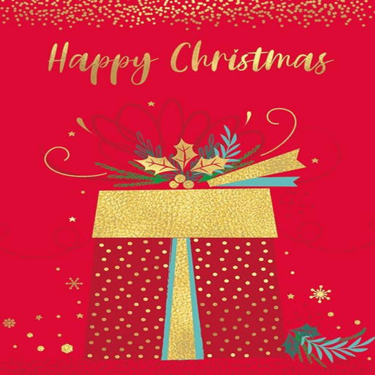 Piccadilly Greetings Christmas Card with Big Gift Design     -   8 x 6 inches