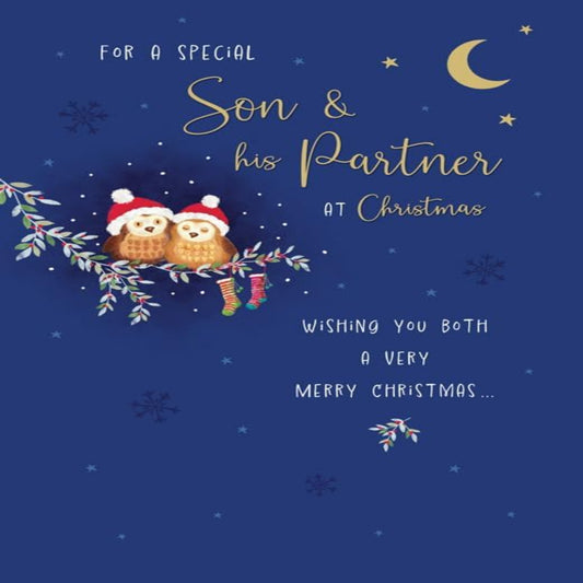 Piccadilly Greetings Christmas Card for a Special Son & His Partner - 9 x 6 inches