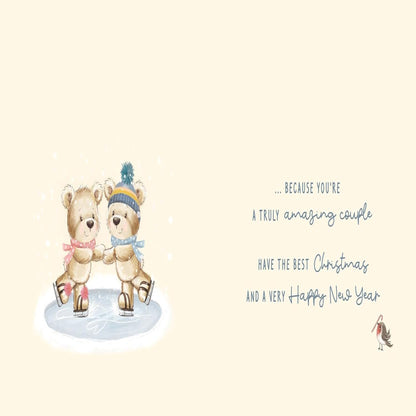 Piccadilly Greetings Christmas Card for Daughter & Son-in-Law    –    Skaters    -    9  x  6 inches