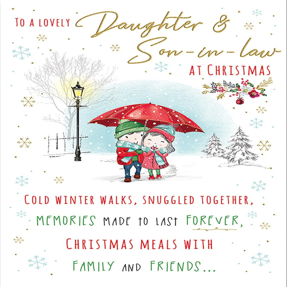 Piccadilly Greetings Christmas Card for Daughter and Son-in-Law  -  9 x 6 inches