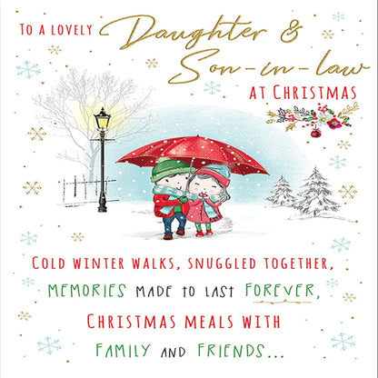 Piccadilly Greetings Christmas Card for Daughter and Son-in-Law  -  9 x 6 inches