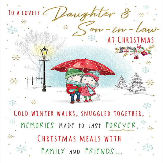 Piccadilly Greetings Christmas Card for Daughter and Son-in-Law  -  9 x 6 inches