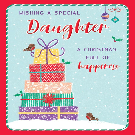 Piccadilly Greetings Christmas Card for Daughter | Modern Festive Greeting Card Gift pile   -   7 x 5 inches