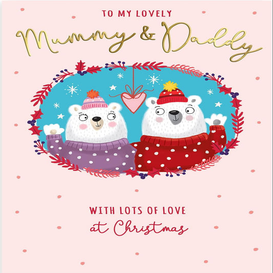Piccadilly Greetings Christmas Card for Mummy and Daddy  -  9 x 6 inches