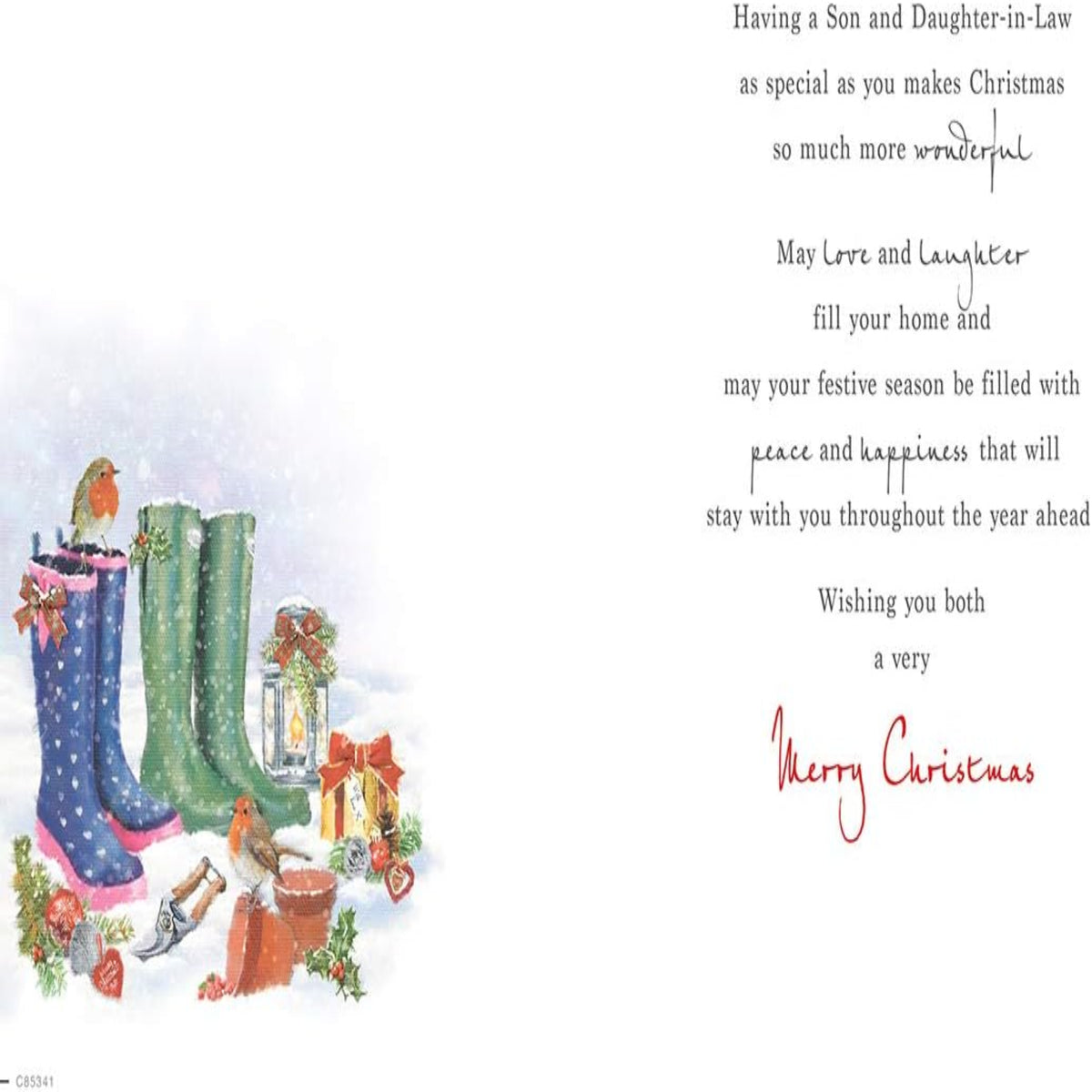 Piccadilly Greetings Christmas Card for Son and Daughter-in-Law   -   9 x 6 inches