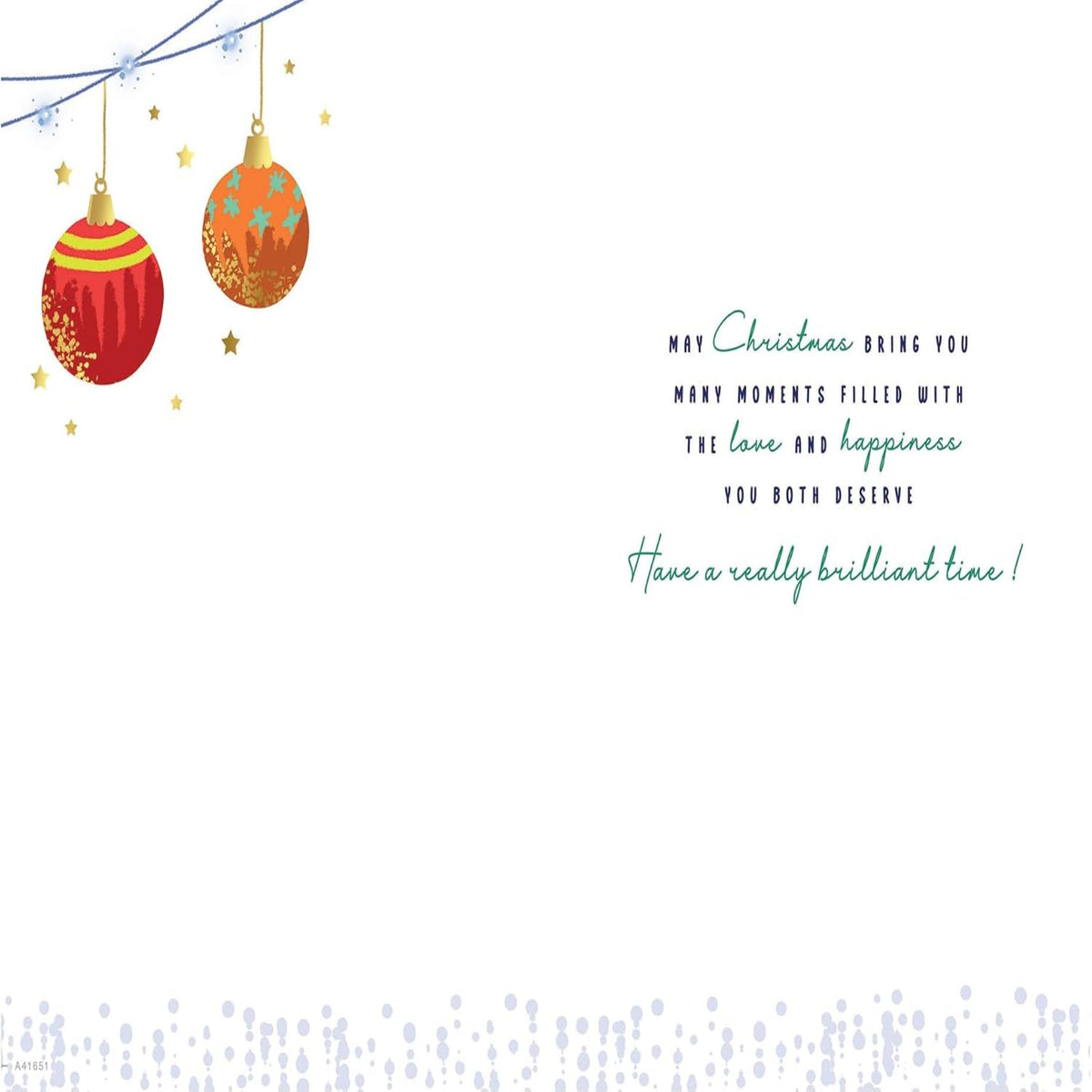 Piccadilly Greetings Christmas Card for Son and Partner   –    Baubles Design    -    9   x   6 inches