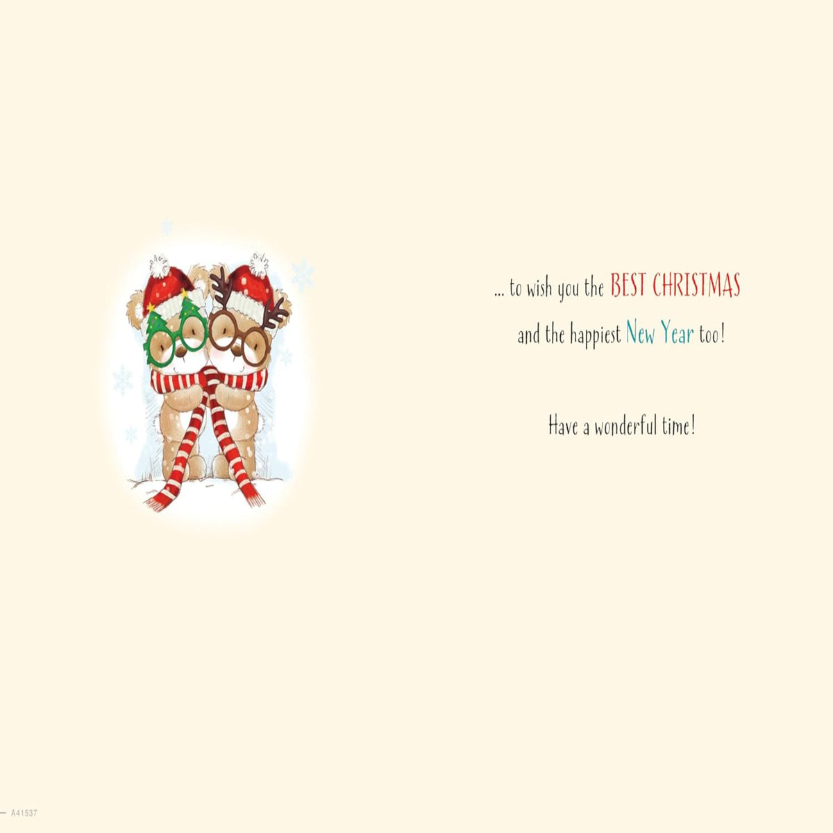 Piccadilly Greetings Christmas Card for a Couple   –    Bear Design   -     8   x   6 inches